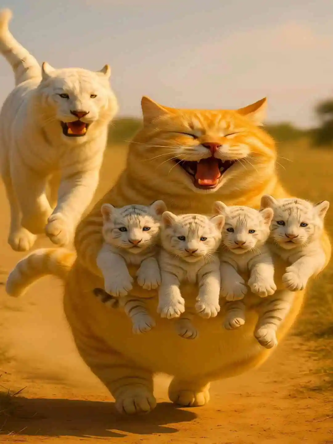 Ai animated orange cat funny cartoon video 😹💥 White tiger Cubs Taken by a Fat Cat!? short drama poster