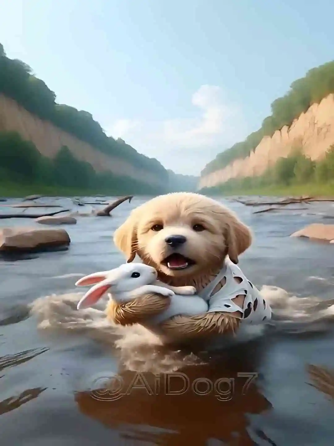 Cute Puppy saves Adorable Baby Rabbit 🐰🐶 short drama poster
