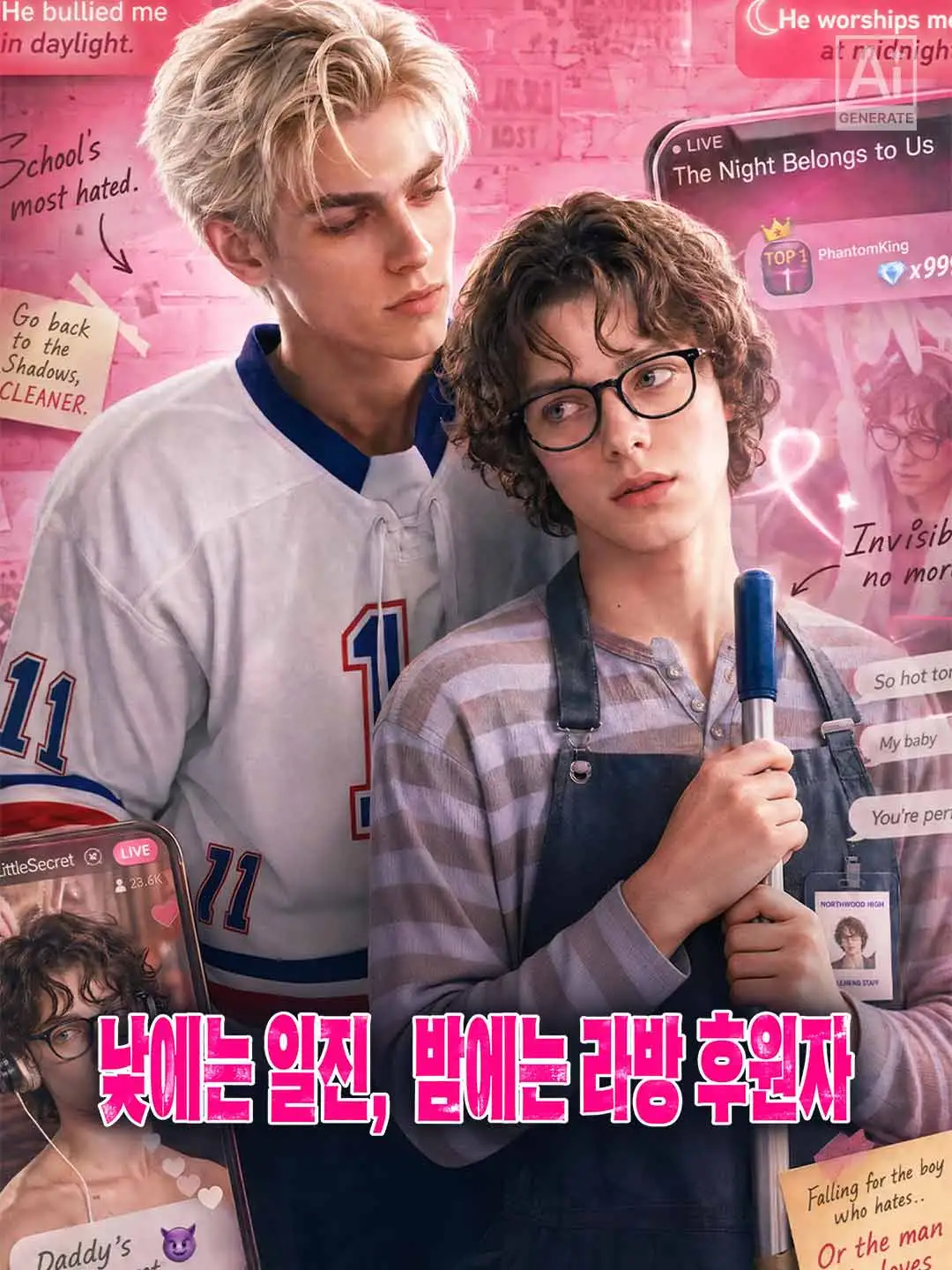 낮에는 일진, 밤에는 라방 후원자 short drama poster