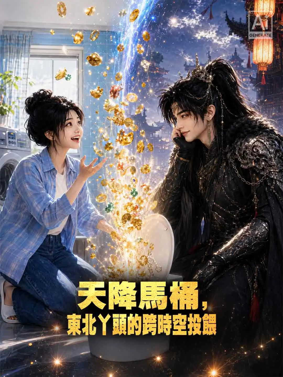 天降馬桶，東北丫頭的跨時空投餵 short drama poster