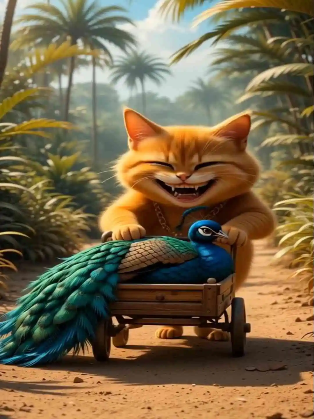 Ai cat 😺 hunting peacock 🦚 short drama poster