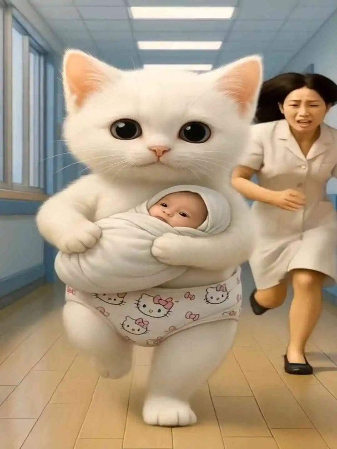 Cute Kitty Kidnaps a Baby 👶🐱 Funny AI Cartoon Video short drama poster