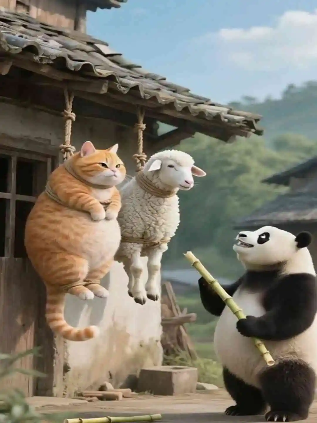Smart fat panda catches orange cat and his gang short drama poster