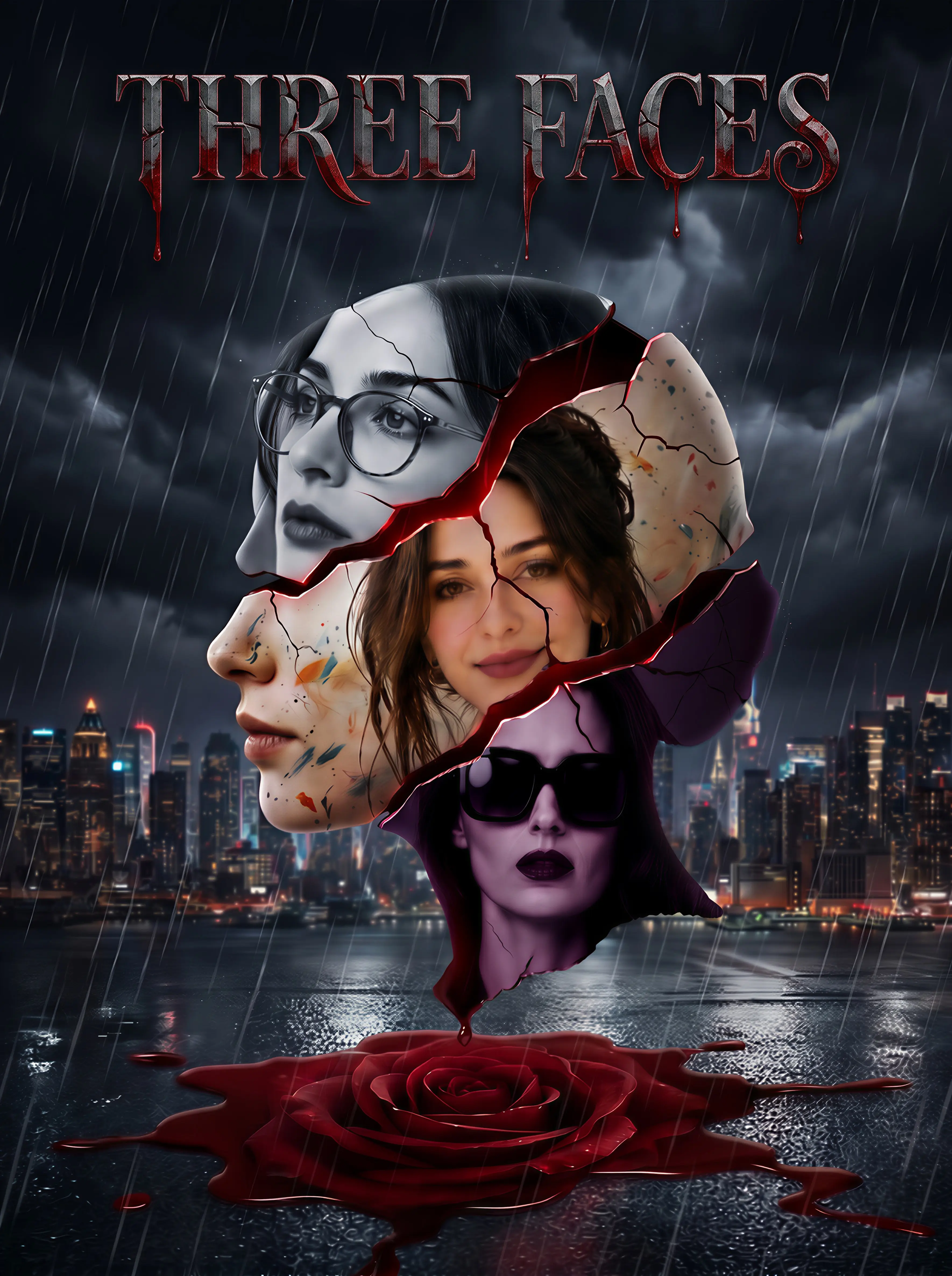 Three face short drama poster
