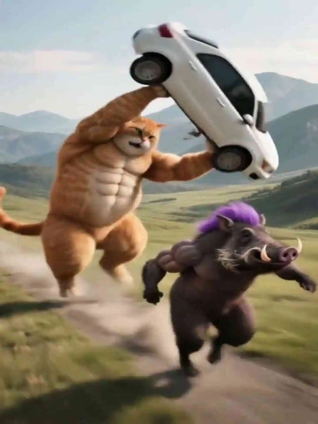 Orange cat tries to train his body to fight wild boar short drama poster