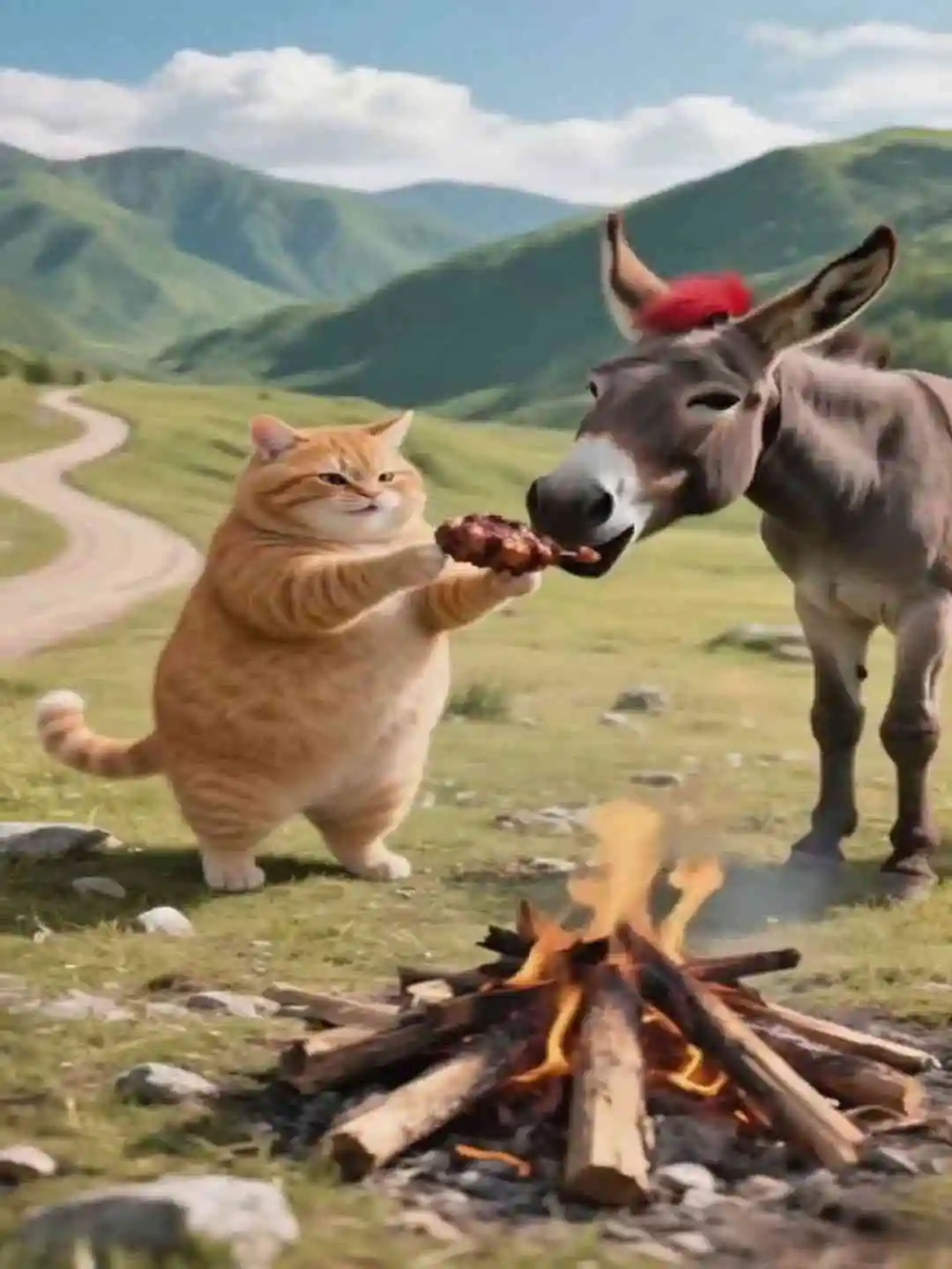 Fat orange cat and horse catch plan short drama poster