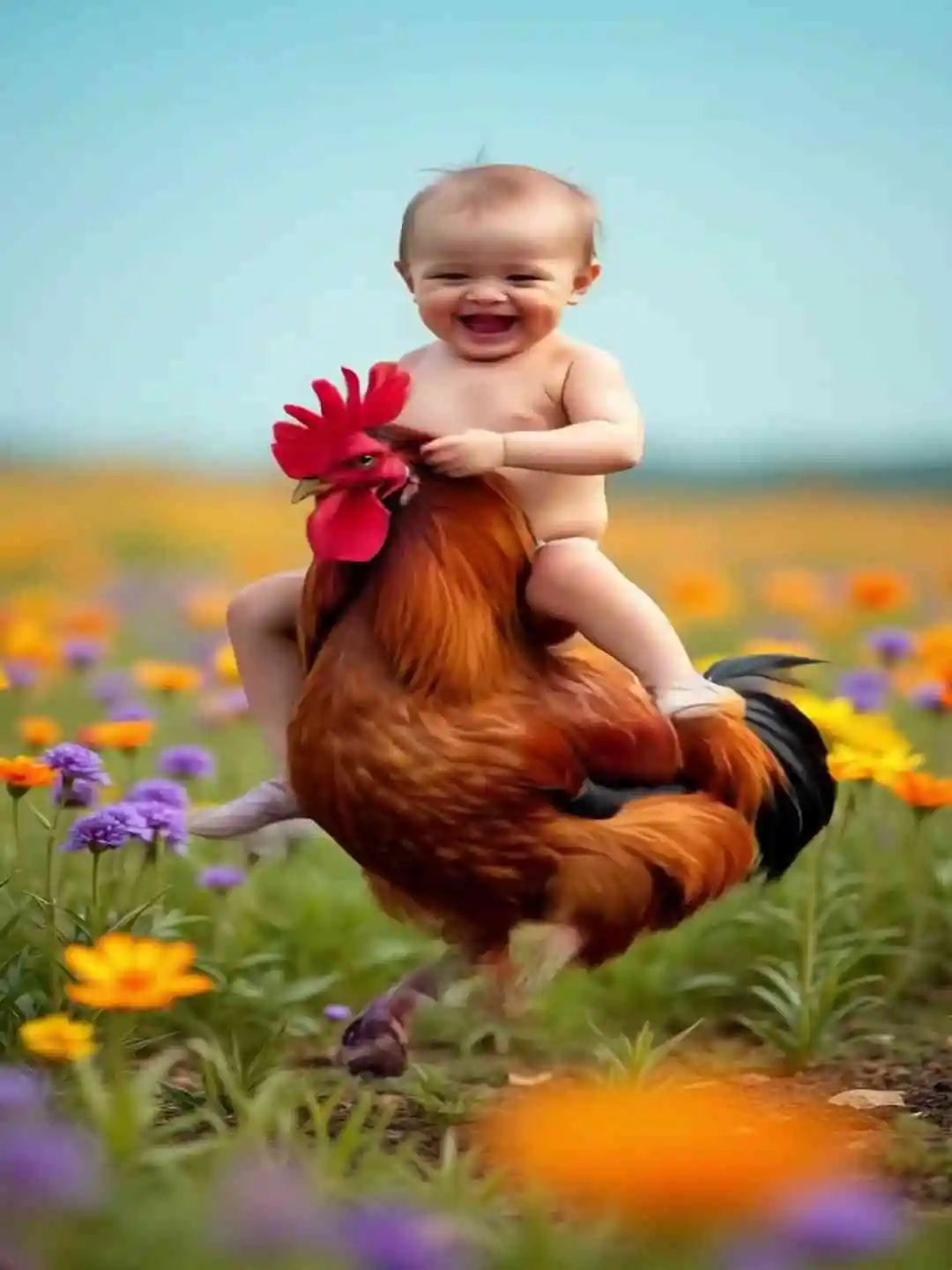 Cute baby with rooster short drama poster