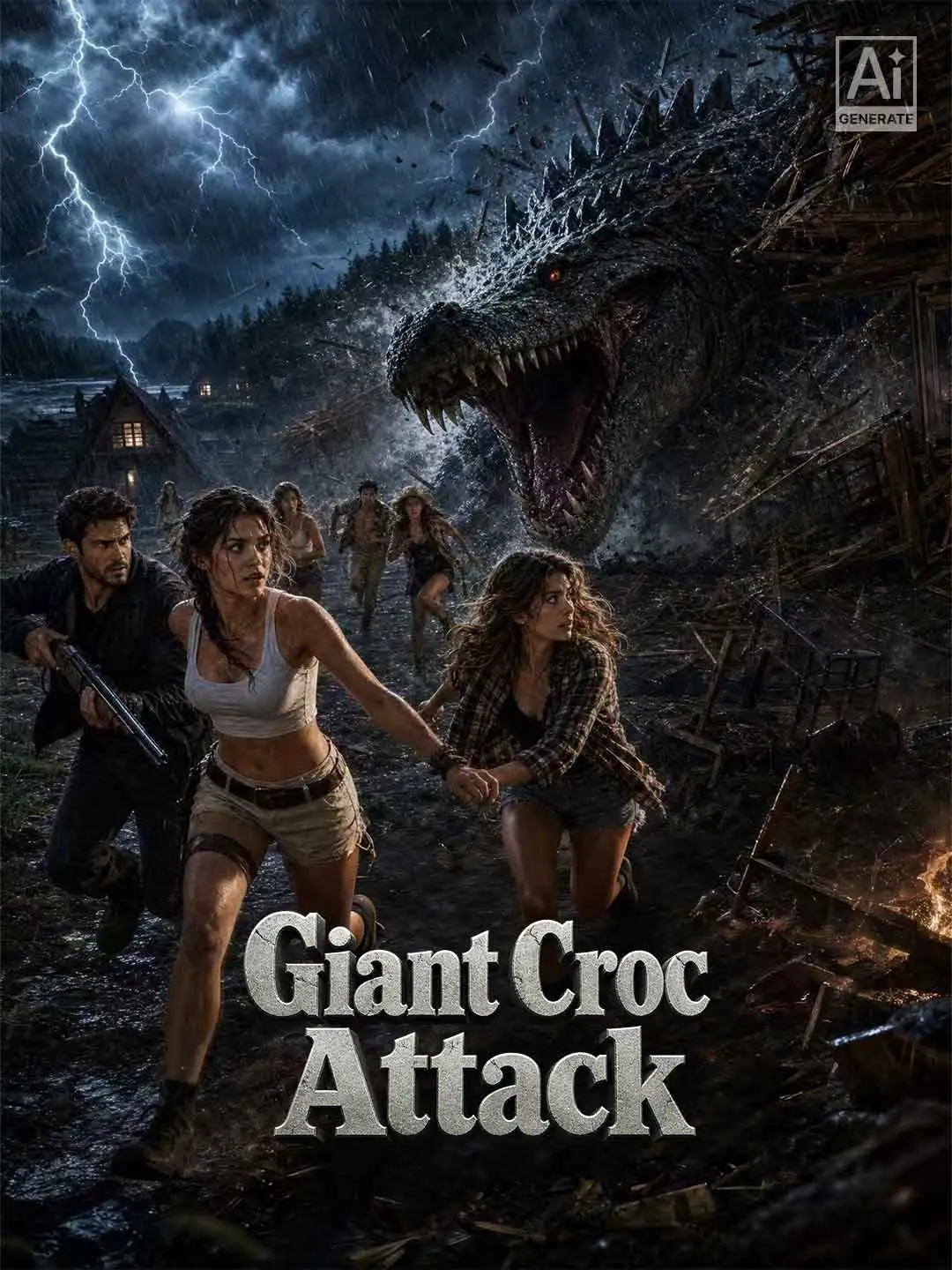 Giant Croc Attack short drama poster